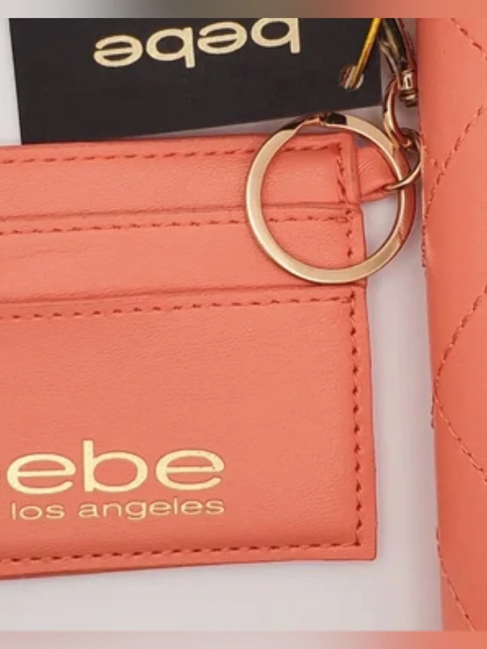 464. NWT BEBE EMBOSSED ZIP WALLET WRISTLET WITH CREDIT CARD CASE